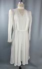 Vintage Dress SIZE MEDIUM ivory white sheer lace 70s 80s Victorian cottage