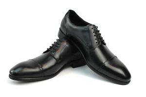 Black Men's Exclusive Genuine Leather Cap Toe Lace Up Oxfords Bussiness Shoes