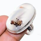 Montana Agate Gemstone Handmade 925 Sterling Silver Ring Size 8.5 W068