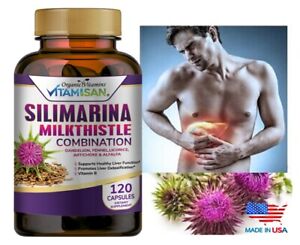 Organic vitamin Milk Thistle Silimarina 120 Capsules Made in USA extra Strength