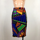 Vintage Pencil Skirt VTG 70s 80s Striped Straight Skirt Art to Wear Velvet XS