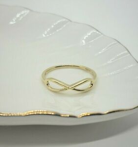 Authentic 10K 14K Yellow Solid Gold Infinity Band Ring Men Women Size 5-9
