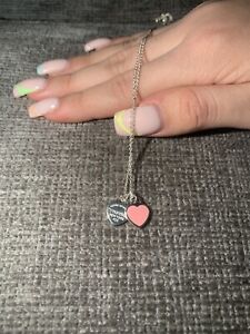 TIFFANY & Co. Return to Mini Double Pink Heart Pendant Necklace