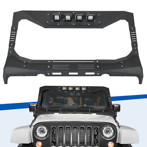 For Jeep Wrangler JK 07-18 Armor Windshield Frame Cover Visor Cowl w/ LED Lights (For: Jeep Wrangler JK)