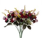 Artificial Silk Fake Flowers Rose Floral Decor Bouquet,Pack of 2 (Purple Coffee)