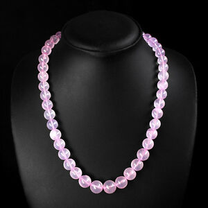 EXEBURENT BEST AAA 355.00 CTS NATURAL PINK ROSE QUARTZ ROUND BEADS NECKLACE