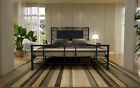 Metal Bed Frame King size with Geometric Headboard and Footboard Design Black