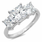 2.62 ct Princess Cut Lab Created Diamond Solid 18K White Gold Three-Ring