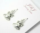 Frog Charm Earrings .925 sterling silver hooks pewter Charms 1 1/4