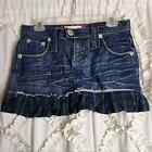 Vintage Y2K Denim Skirt Layered Accent Plaid Ruffle ZCavaricci Sz Small