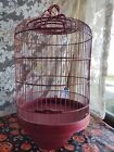 Vintage Antique Wooden Bird Cage Chinese Red Bamboo Tall