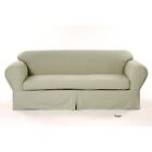 Brushed Cotton Twill 2 Piece Sofa Slipcover in Sage Green