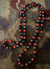Antique Genuine Red Coral Cloisonne Bead Strand Necklace Rare