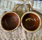 2 Hull Pottery Brown Drip Glazed Soup Handle Bowl Oven Proof USA Vtg REPLACEMENT