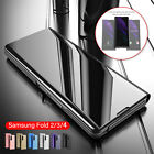 For Samsung Galaxy Z Fold 5 4 3 Smart View Plating Mirror Stand Case Flip Cover