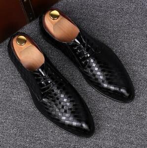 Mens Oxfords Leather Shoes European Dress Formal Business Casual Pointed Toe