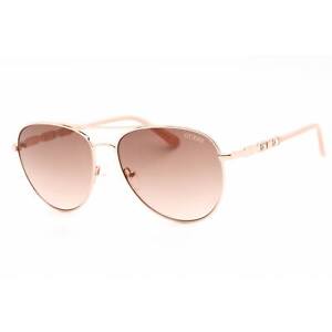 Guess Factory Women's Sunglasses Shiny Rose Gold Metal Aviator Frame GF6143 28F