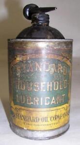 Vintage Standard Household Lubricant Tin Lithographed Advertising Oil Can