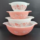 Set of 4 Pyrex Gooseberry Pink Cinderella Mixing Bowls Vintage