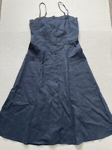 Theory Kayleigh Dress Womens 8 Slate Blue Midi Button Up Convertible Crunch Wash