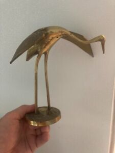 New ListingMid Century Vintage Brass Crane Egret Heron Bird STATUE Figurine 7 