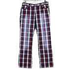 Tommy Jeans Girls Jeans Blue Red Tartain Plaid Pants Faded Stretch Juniors 9