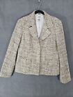 Vintage Talbots 90s Wool Tweed Beige Tan Blazer Buttons Jacket Womens Size 8