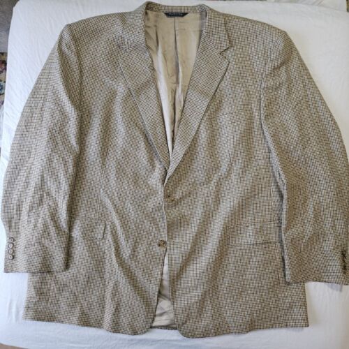 Burberry Sport Coat 54L Blazer Brown Houndstooth Wool Rochester Big And Tall