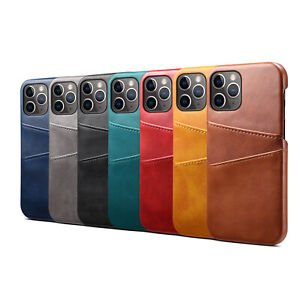 For iPhone 13 14 15 Pro Max 12 11 7 8+ XR Leather Card Holder Back Case Cover