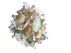 Vendome Multi Stone Multi Colored In Ivory Enameled Brooch Signed