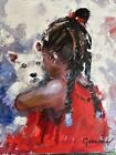 New ListingOIL PAINTING OF AN AFRICAN AMERICAN LITTLE GIRL & HER WESTIE! NO RESERVE