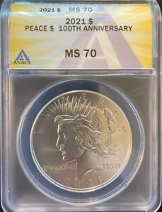 2021 Silver Peace Dollar MS70 *ANACS Holder* NO MILK SPOTS ~ Includes OGP!!!