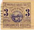 Ohio Prepaid Sales Tax Stamps - 1936 - 3c Consumer Receipt - Columbian Bank Note