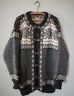 Dale of Norway Wool Metal Clasp Nordic Fair Isle Knit Cardigan Sweater Size XL