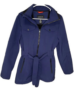 LONDON FOG Trench Coat Blue Lined With Hood & Belted | Women’s Size Medium