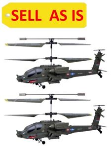 SELL AS IS 2pcs AH64 Apache Military Helicopter RC Gyro Infrared SYMA S109G Used