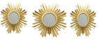 Set of 3 Small Starburst Mirrors Gold Sunburst Plastic 9.75x9.75 Glass Home Gift