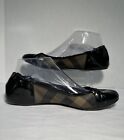 Burberry Black Womens Shoes Sz 37.5 Ballet Ballerina Nova Check Leather Canvas