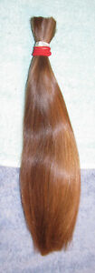 HUMAN HAIR HAIRCUT 13.5 INCH 2.6oz LONG REDDISH BROWN  PONYTAIL REBORN DOLLS P51