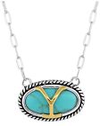 Montana Silversmiths Women's Yellowstone Brand Oval Turquoise Necklace  Silver