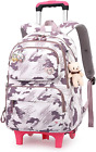 Rolling Backpack for Girls Elementary School Students with Wheels Bookbags Kids