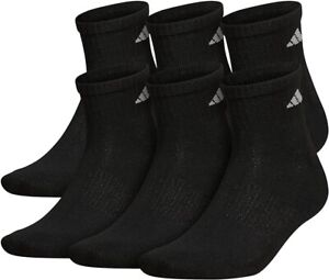 ADIDAS ~ 6-pair QUARTER Socks Black Cushioned Agron Mens ~ Extended XL 12-15