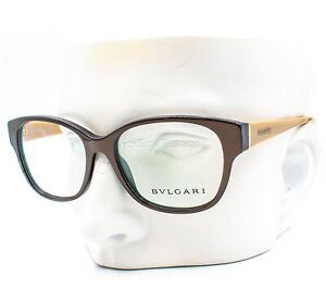 Bvlgari 4077 5238 Eyeglasses Glasses Polished Brown & Beige 52-16-140