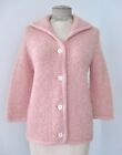 Vtg 50s 60s Pink Boucle Loops Wool Mohair? MOB Cardigan Secretary Sweater S/M