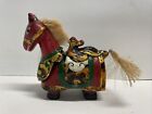 Red Wooden Puppet Horse Folk Art Estate Sale Find Hand Painted Figure