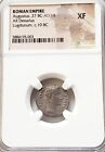 Roman Augustus Denarius BULL Lugdunum NGC XF Ancient Coin