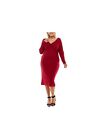 PLANET GOLD PLUS Womens Long Sleeve V Neck Below The Knee Cocktail Sheath Dress