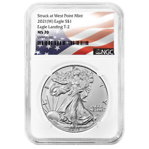 2021 (W) $1 Type 2 American Silver Eagle NGC MS70 Flag Label