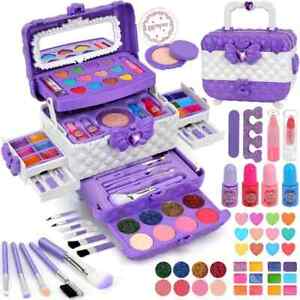 55Pcs Kids Makeup Kit for Girl-Washable Kids Makeup Girl Toys, Real Make Up Set