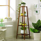 Dark Brown Bamboo Tall Plant Stand Pot Holder Table Ladder Flower Display Rack